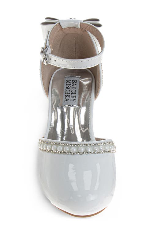 Badgley Mischka Collection Kids' Ankle Strap Pump In White Patent