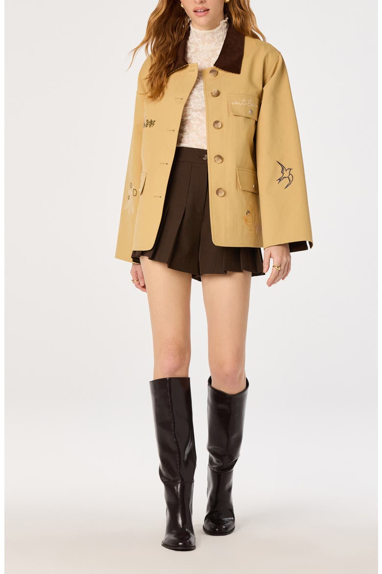 Hope Embroidered Cotton Jacket, Alternate, color, KHAKI BROWN