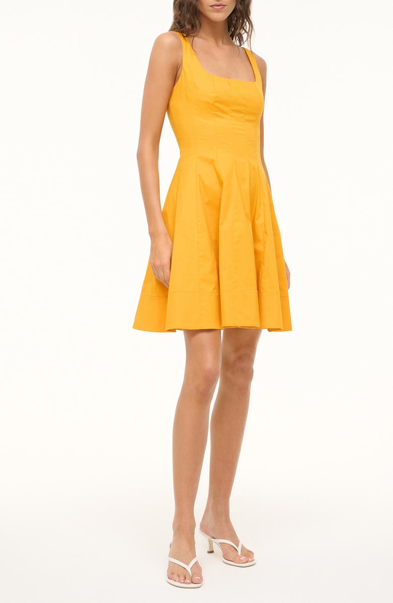 STAUD Wells Seamed Stretch Cotton Minidress, Alternate, color, Clementine