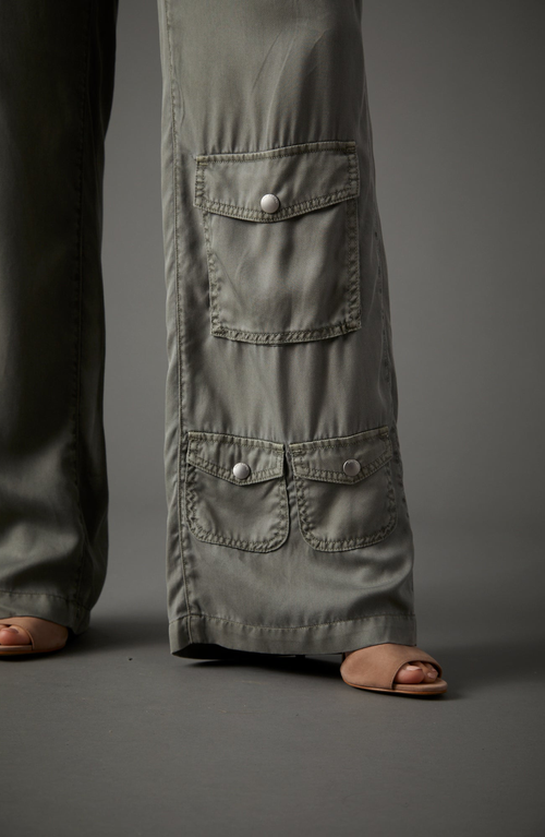 Shop Blue Revival In Combat Tencel Wide Leg Pants In Light Olive
