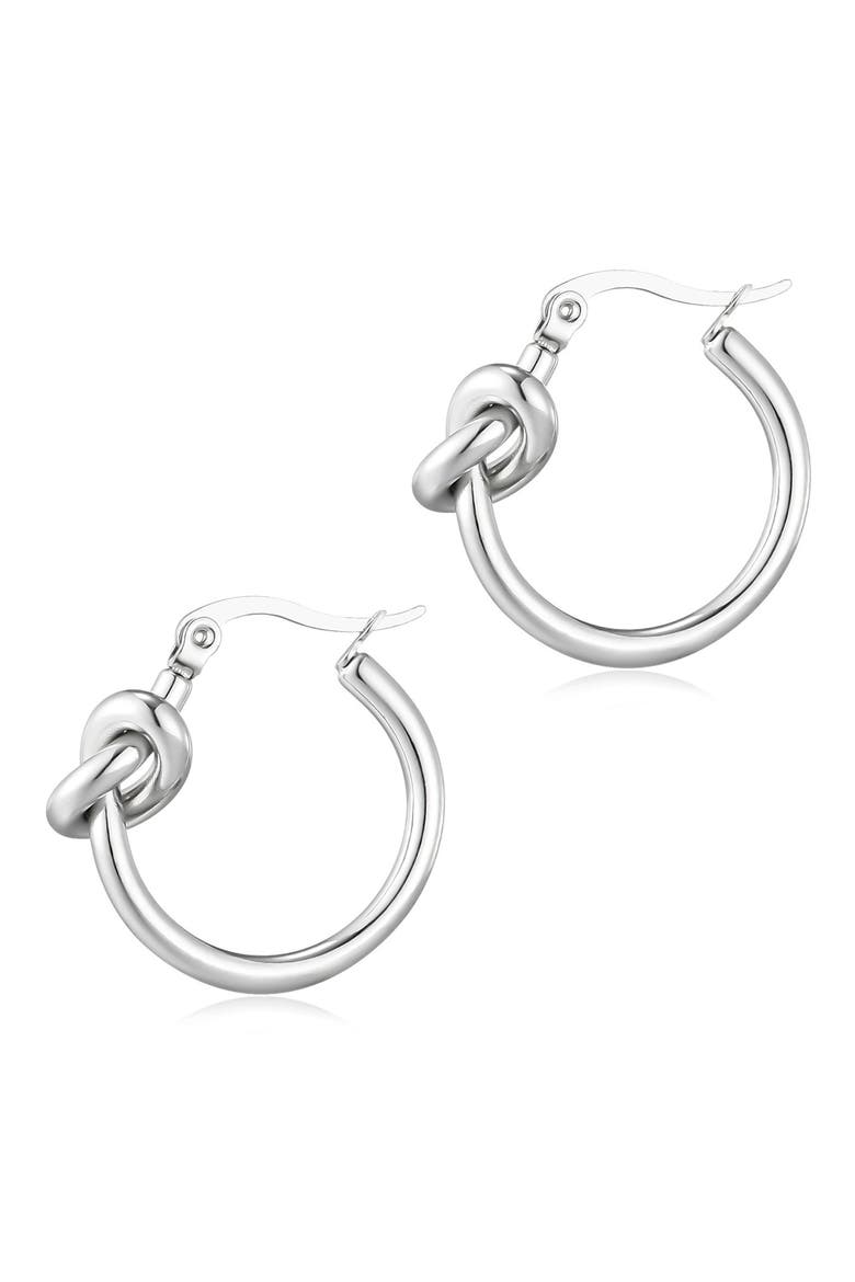 Knotted Hoop Earrings, Main, color, SILVER