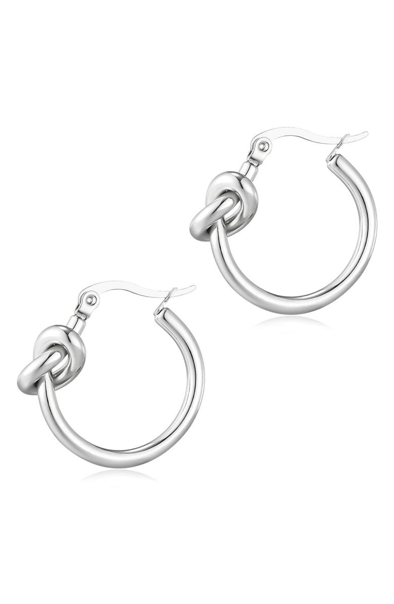 Adornia Knotted Hoop Earrings, Main, color, Silver