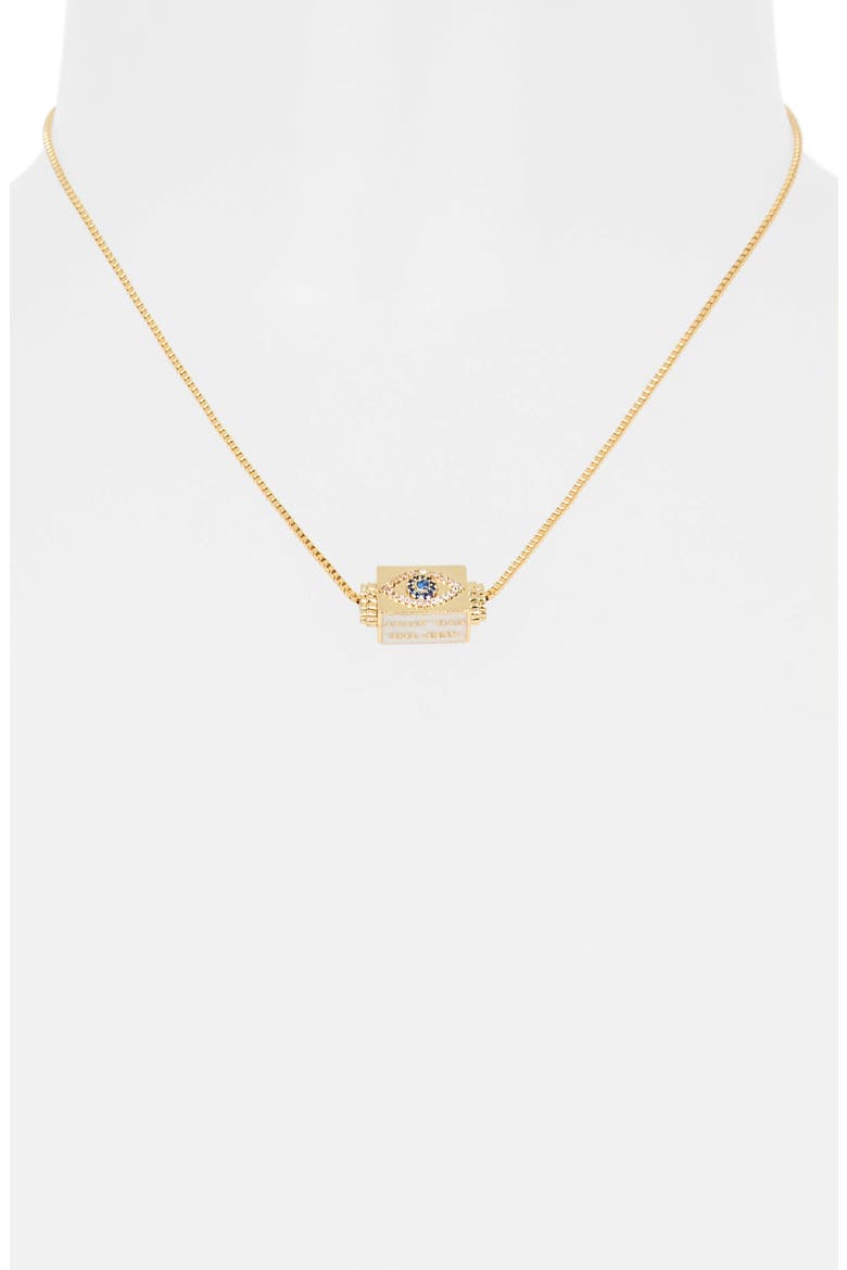 Pavé Spinner Pendant Necklace, Alternate, color, EVIL EYE BLUE- GOLD