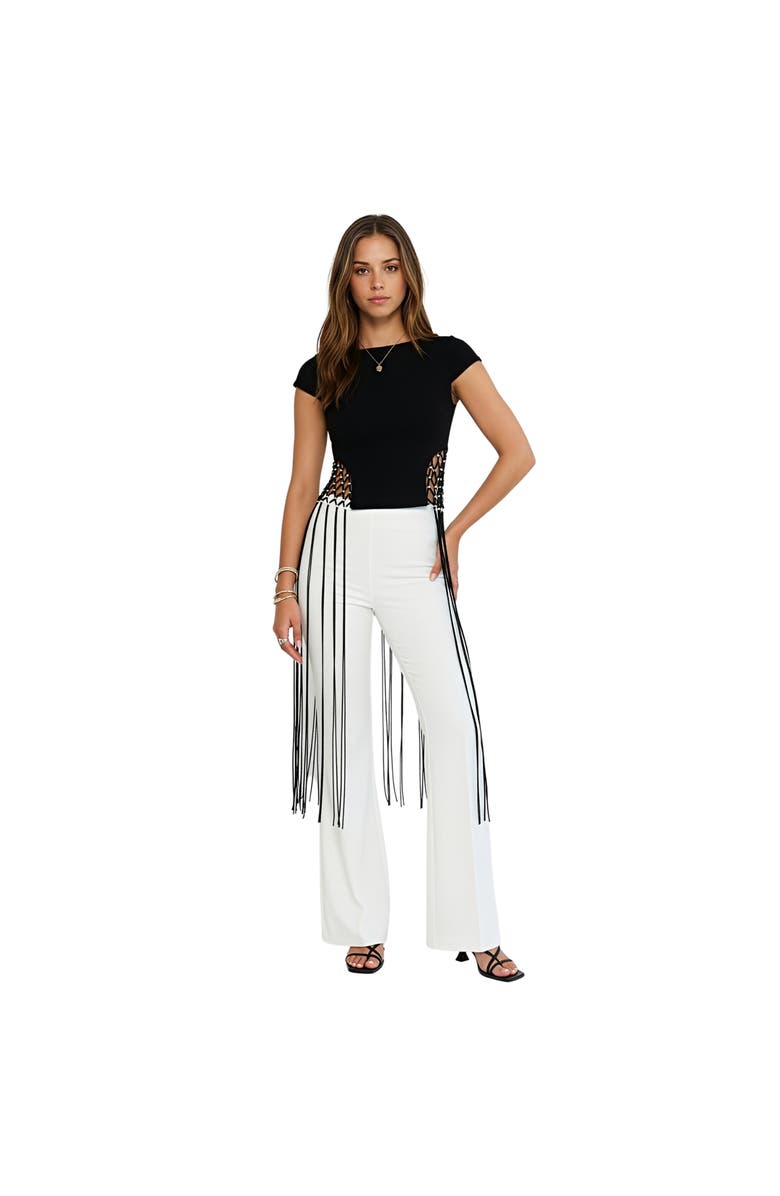 AKALIA Leona fringe top, Main, color, Black