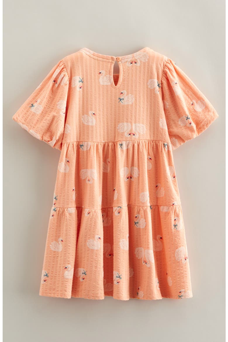 Kids' Pretty Tiered Dress, Alternate, color, CORAL PINK SWANS