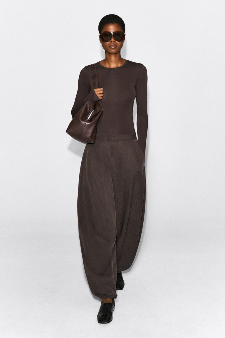 Toggle-Hem Wide-Leg Pants, Alternate, color, BROWN