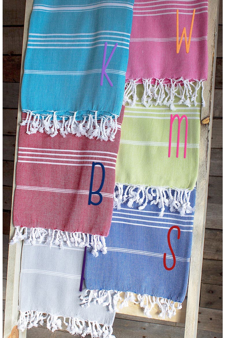 Monogram Turkish Cotton Towel, Alternate, color, DARK BLUE - E