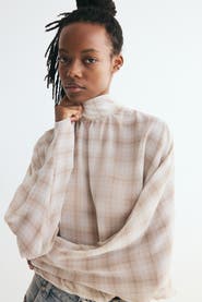 H&M Tie-Back Stand-Up-Collar Blouse