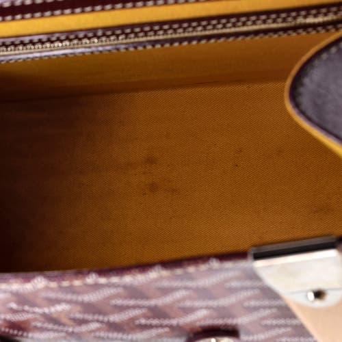 Pre-owned Goyard  Goyard Saigon Top Handle Bag Coated Canvas With Leather Mm In Red