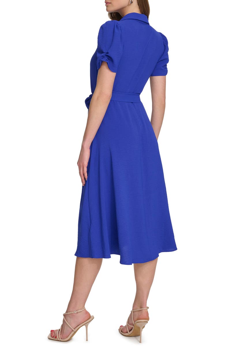 DKNY Collared Tie Waist Midi Dress, Alternate, color, Iris