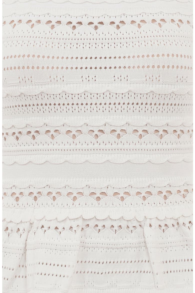 Serafina Mixed Stitch Cocktail Mini Halter Dress, Alternate, color, WHITE