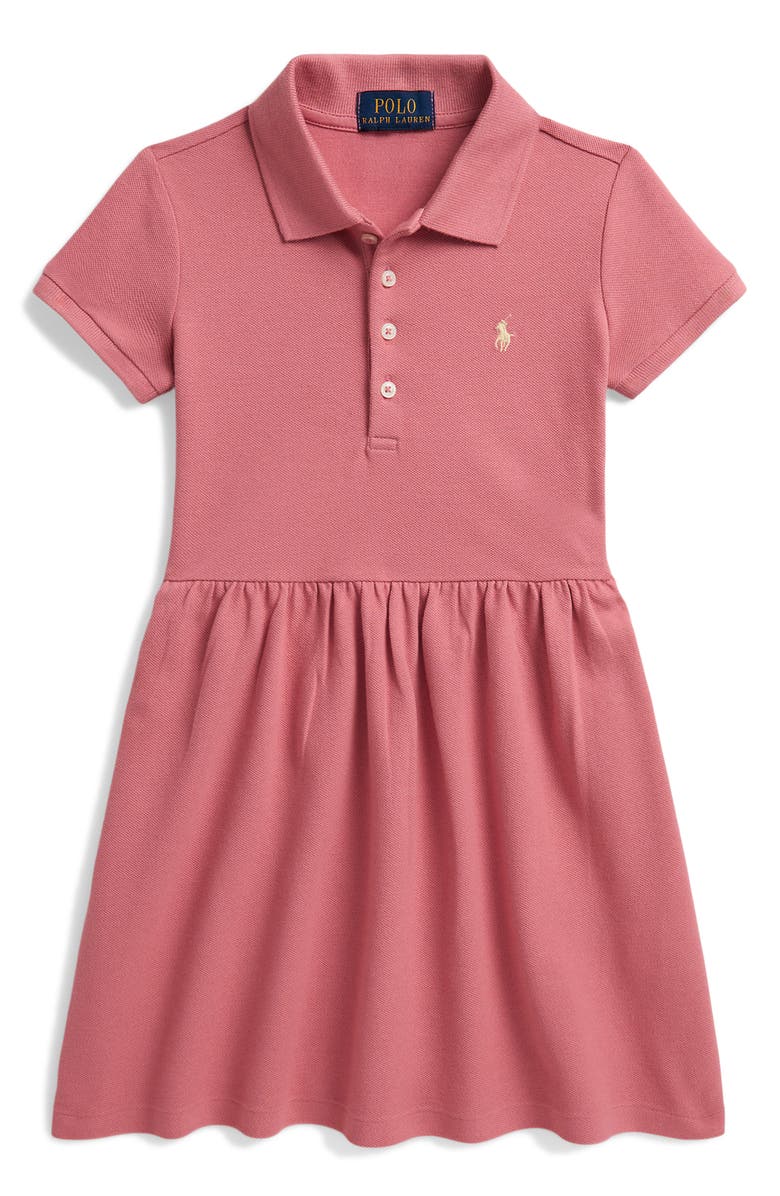 Polo Ralph Lauren Kids' Stretch Cotton Mesh Polo Dress, Main, color, Desert Rose