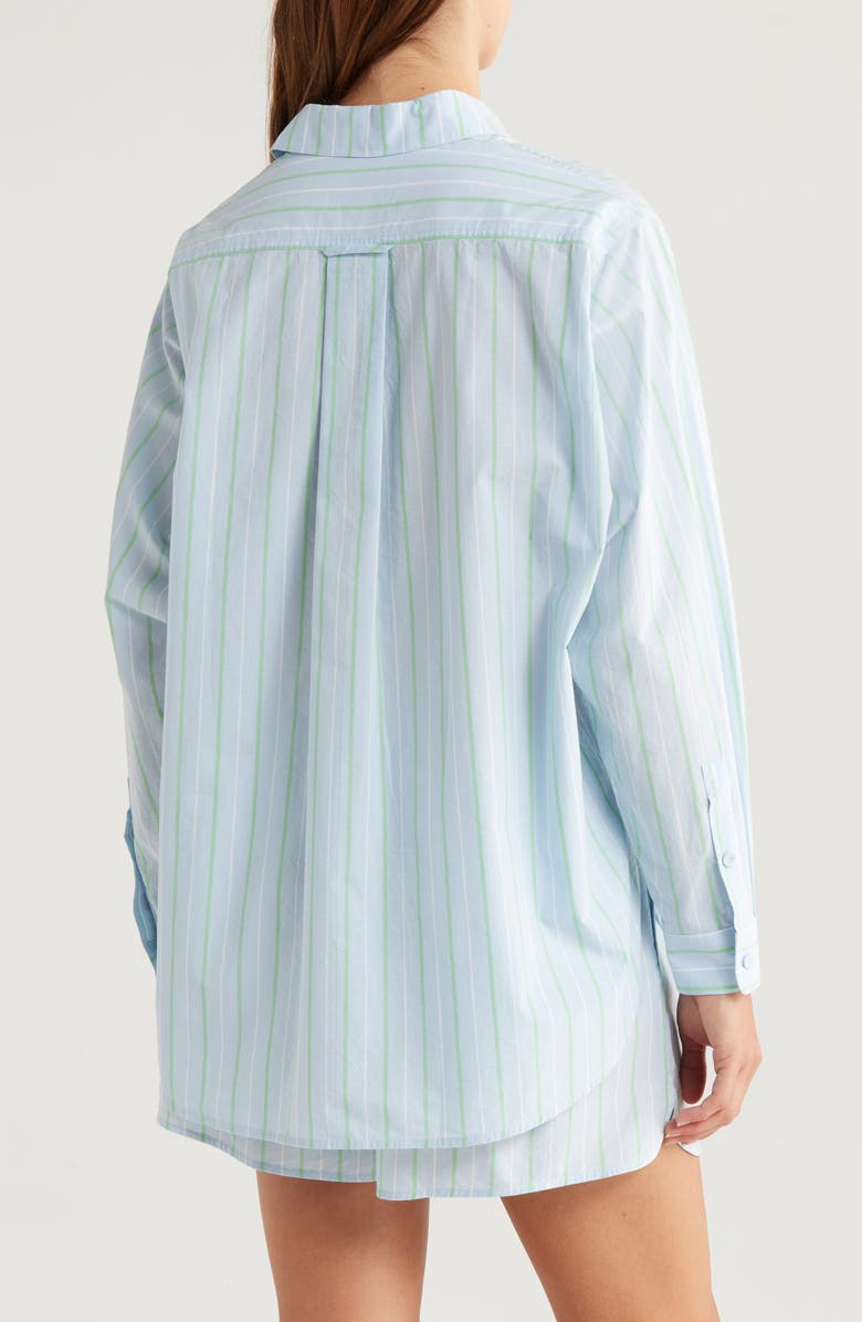 Lunya Airy Cotton & Silk Curve Hem Pajamas, Alternate, color, Azure Stripe