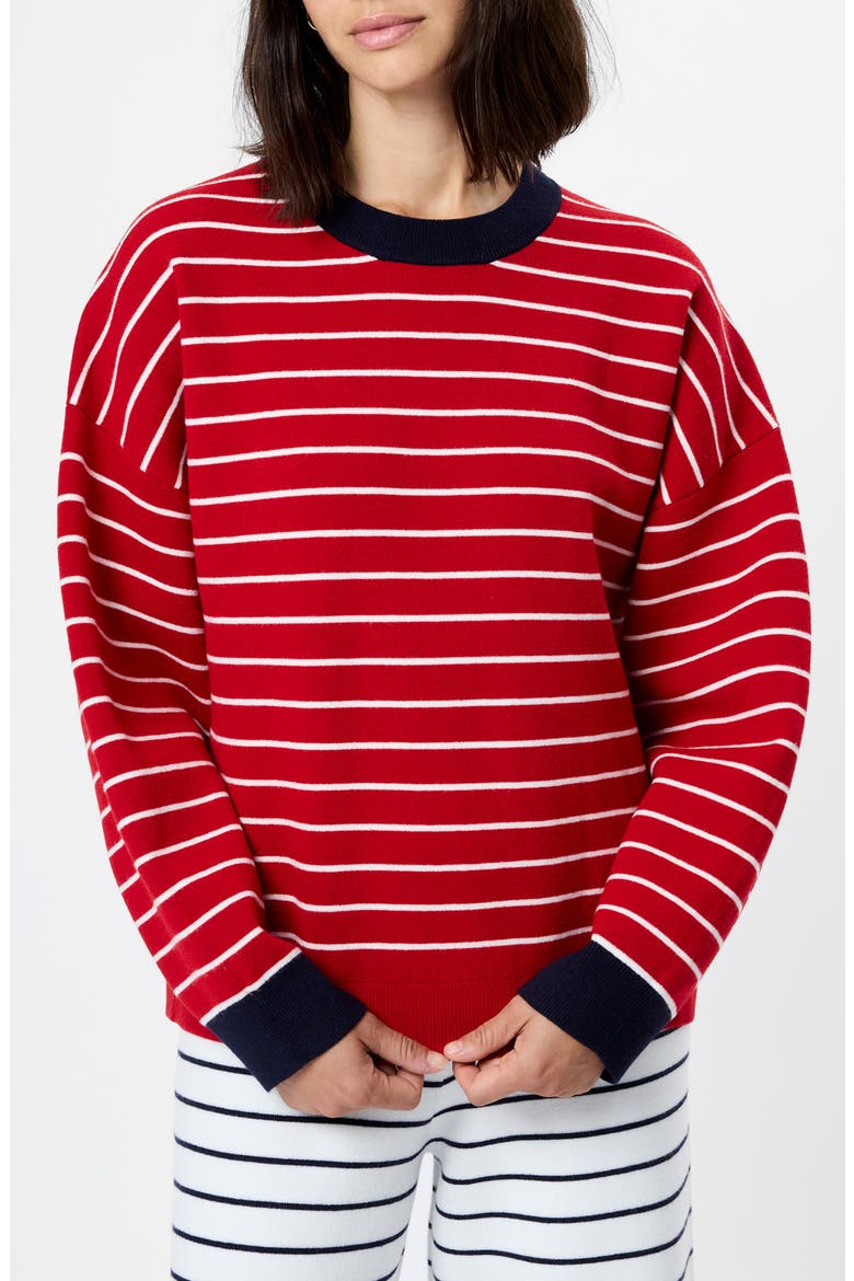 Marley Stripe Sweater, Main, color, CRIMSON RED-WHITE