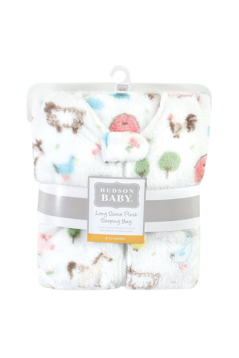 Long Sleeve Plush Flannel Sleeping Bag, Alternate, color, Girl Farm Animals Long Sleeve