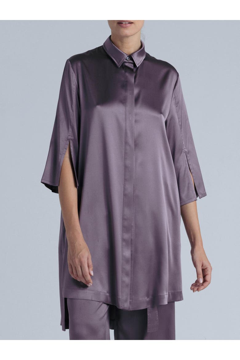 Silk Long Shirt Dress, Alternate, color, Noble Purple