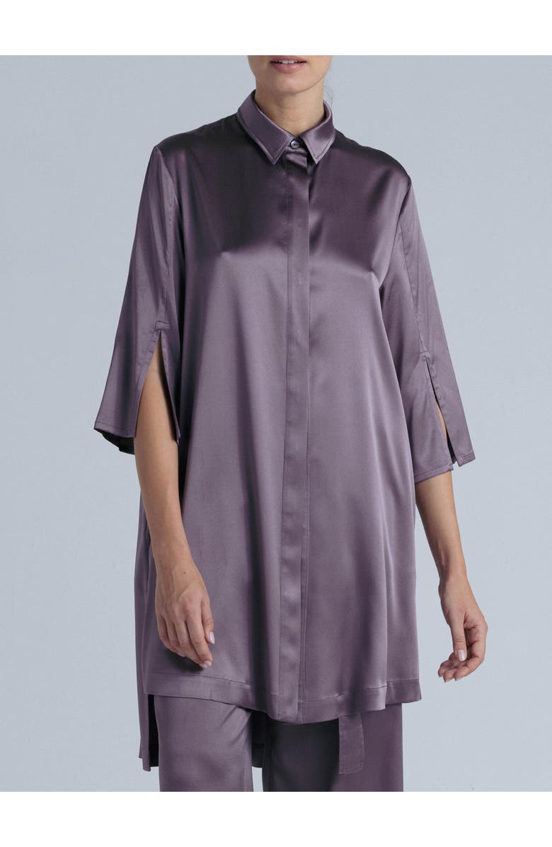 Alas Silk Long Shirt Dress, Alternate, color, Noble Purple