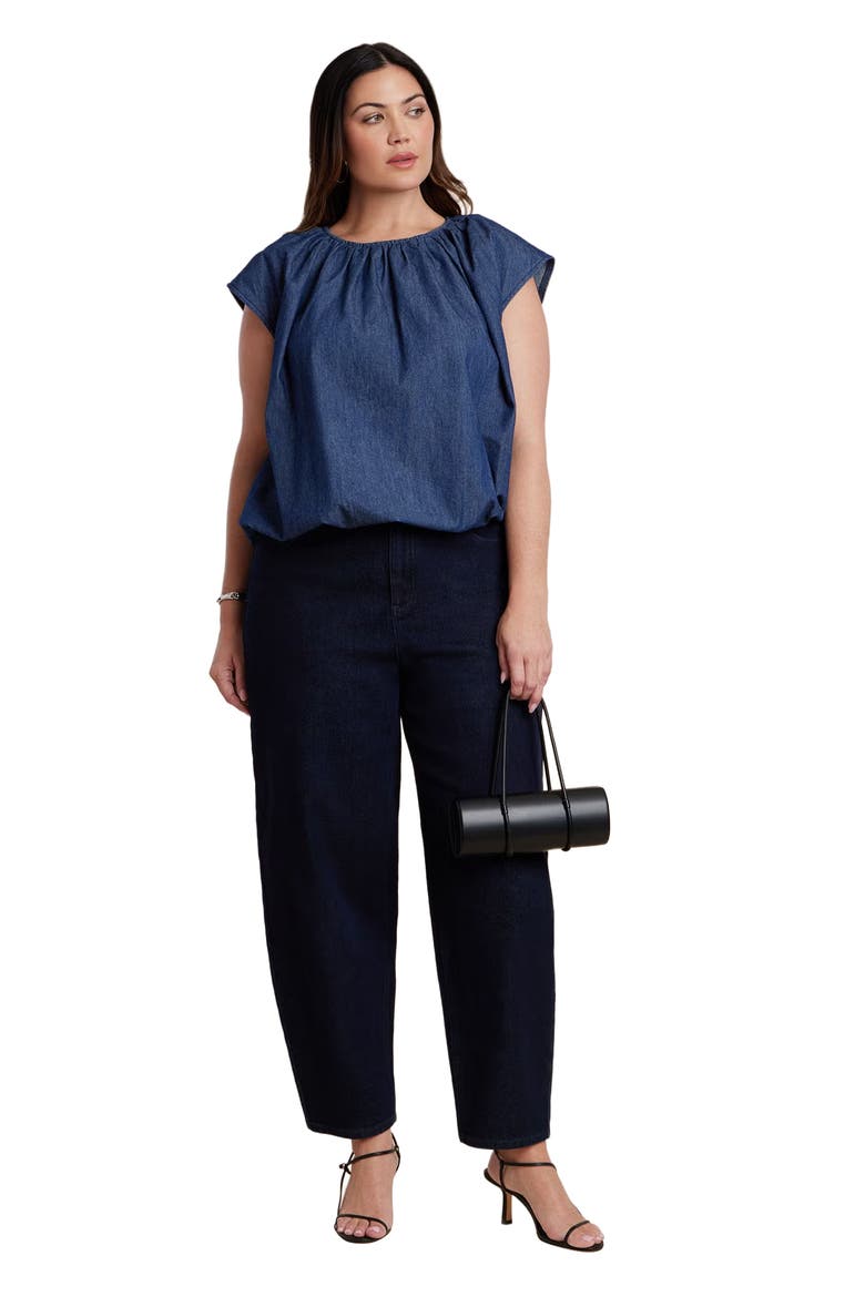 Bubble Chambray Top, Alternate, color, NAVY