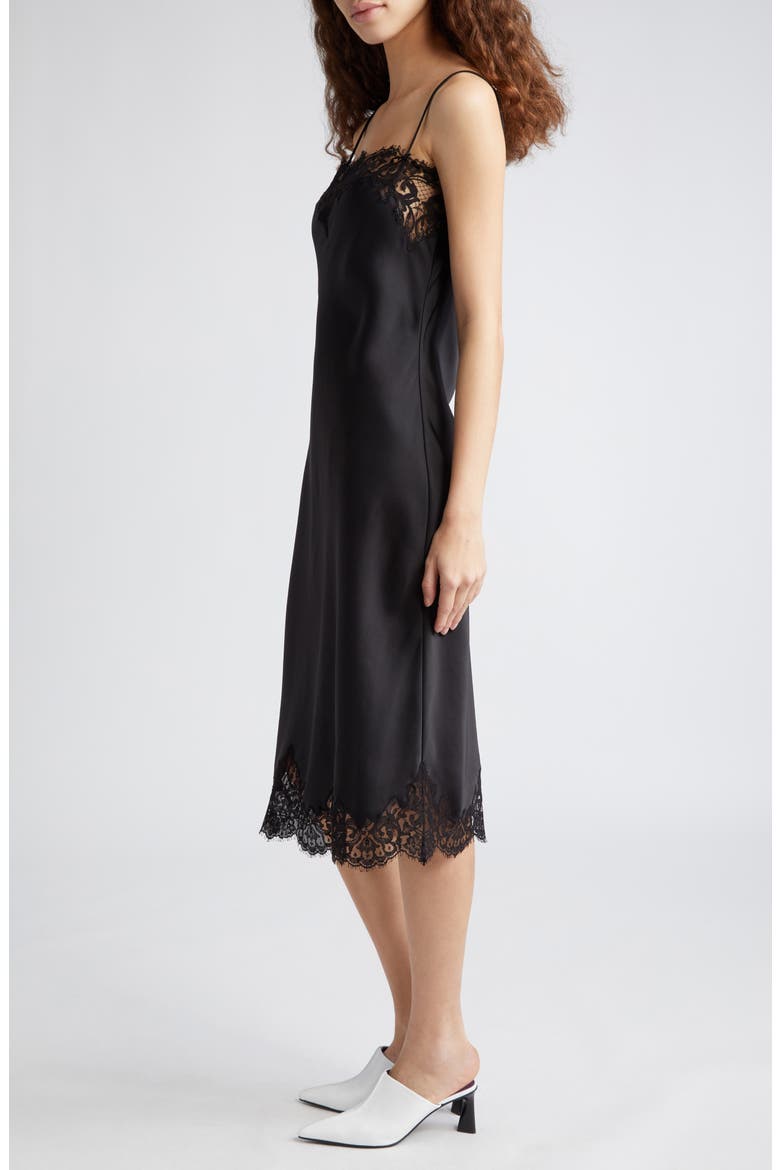 Iconic Lace Trim Double Face Satin Dress, Alternate, color, 1000 - BLACK