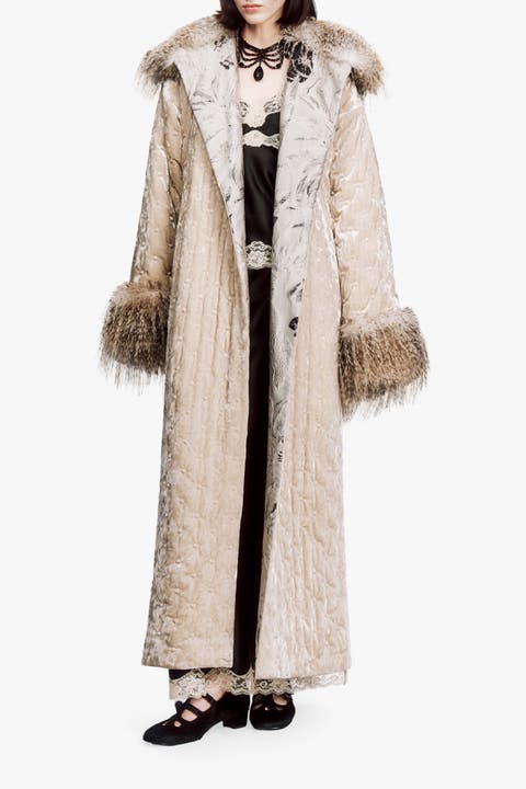 Quilted Velvet Duster Coat