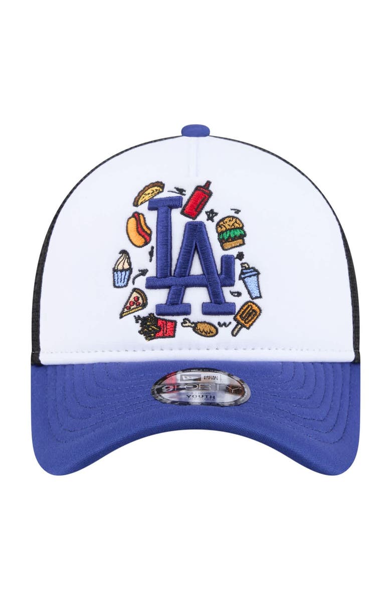New Era Youth New Era White/Royal Los Angeles Dodgers Food A-Frame 9FORTY Trucker Adjustable Hat, Alternate, color, White