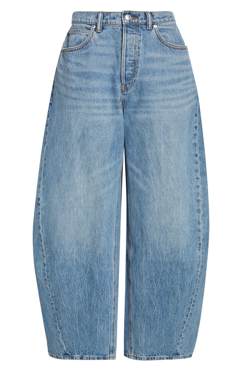 Alexander Wang Blow Up Crystal Logo Balloon Leg Jeans, Alternate, color, Vintage Light Indigo