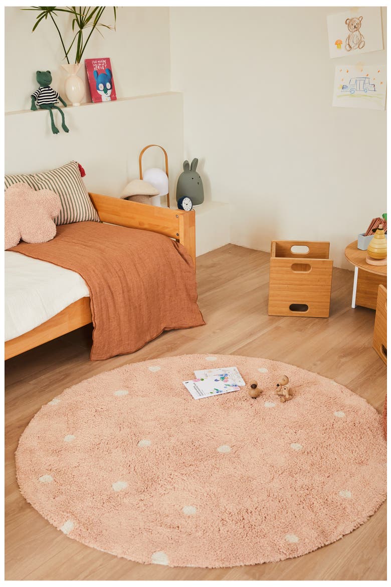 Kids' Wasahable Round Dot Play Rug, Alternate, color, ROSE NATURAL