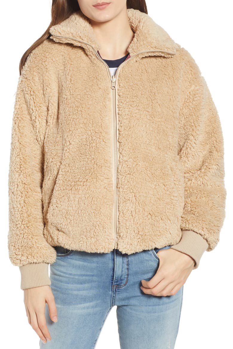 Reversible Teddy Jacket, Main, color, TAN BURRO