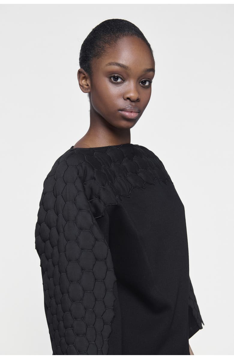 Leem Quilted Embroidered Top, Alternate, color, Black