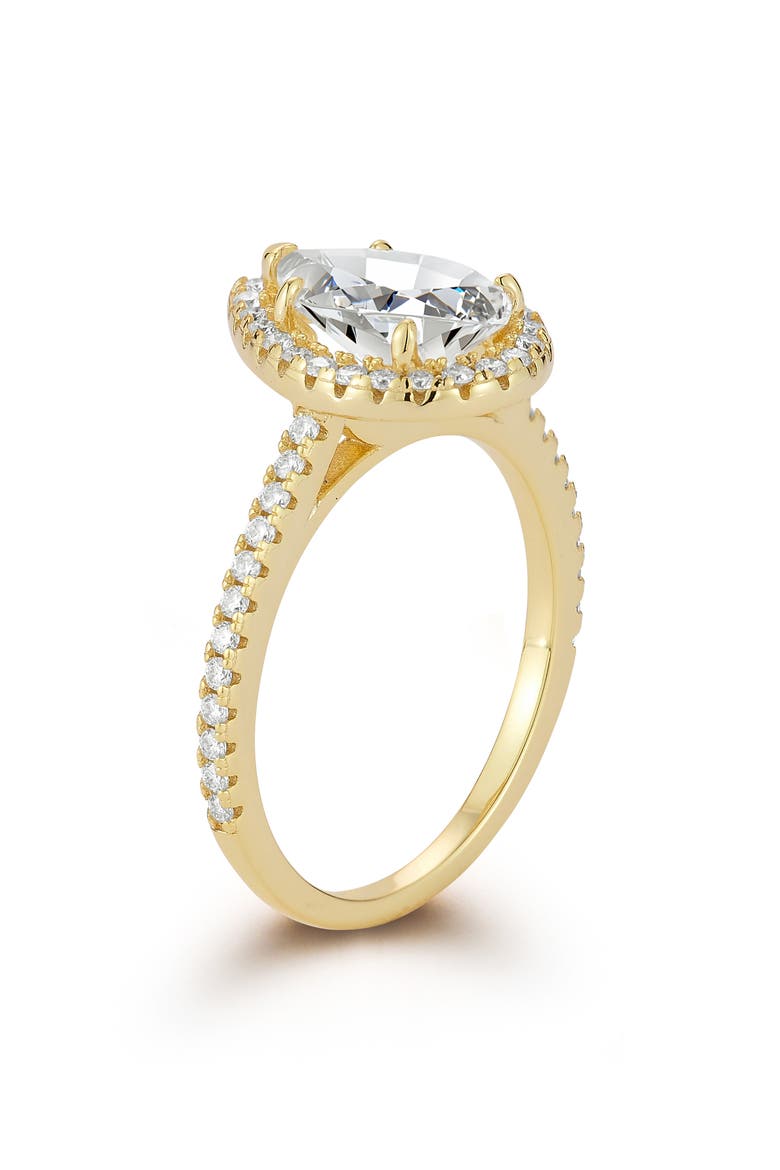 Pear Moissanite Halo Ring, Alternate, color, GOLD