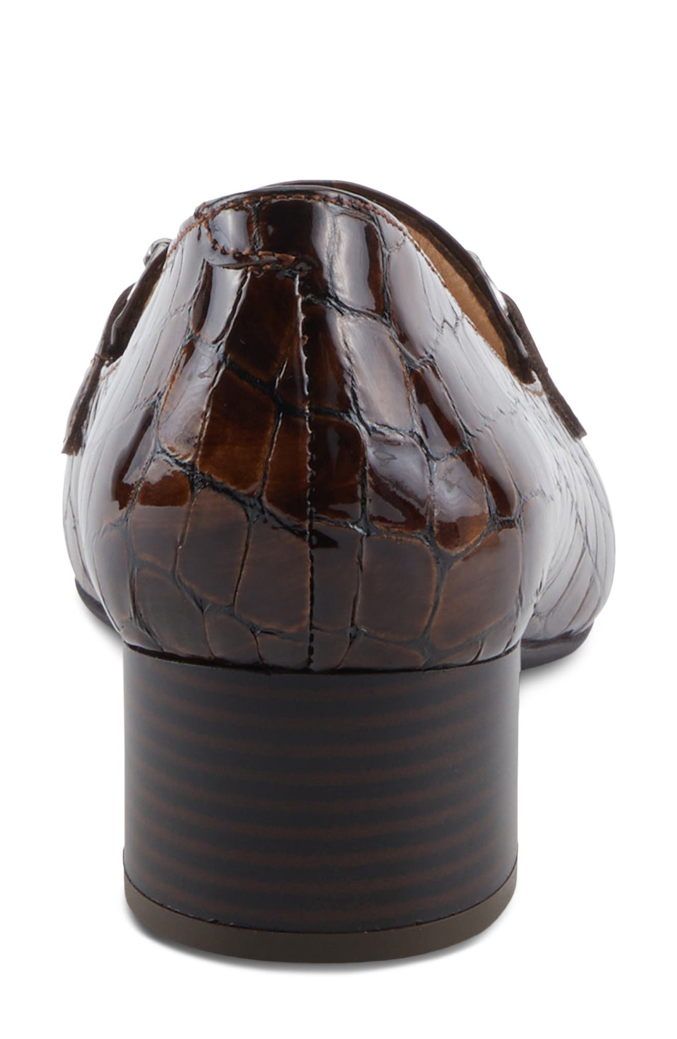 Spring Step Enda Croc Embossed Heel Loafer, Alternate, color, Brown Croco Patent