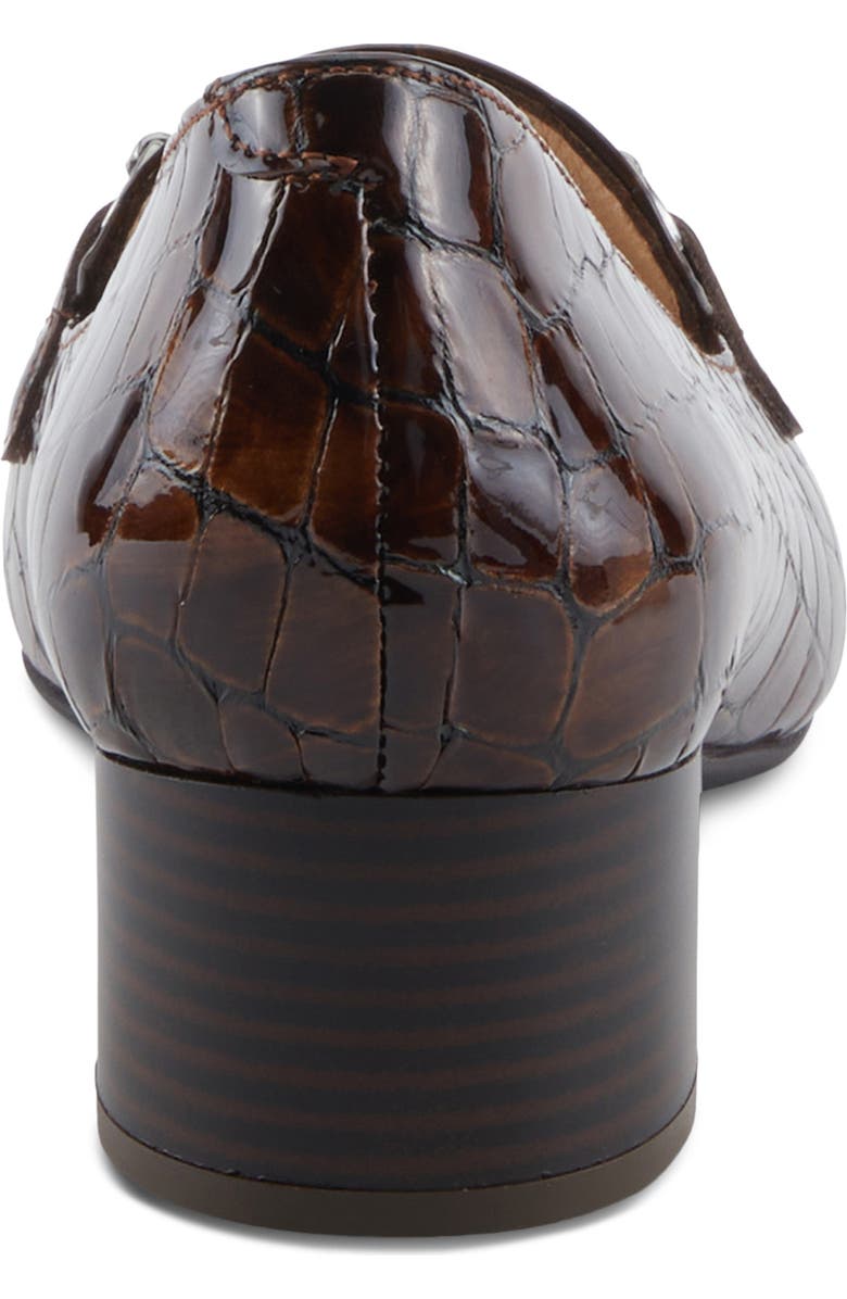 Spring Step Enda Croc Embossed Heel Loafer, Alternate, color, Brown Croco Patent