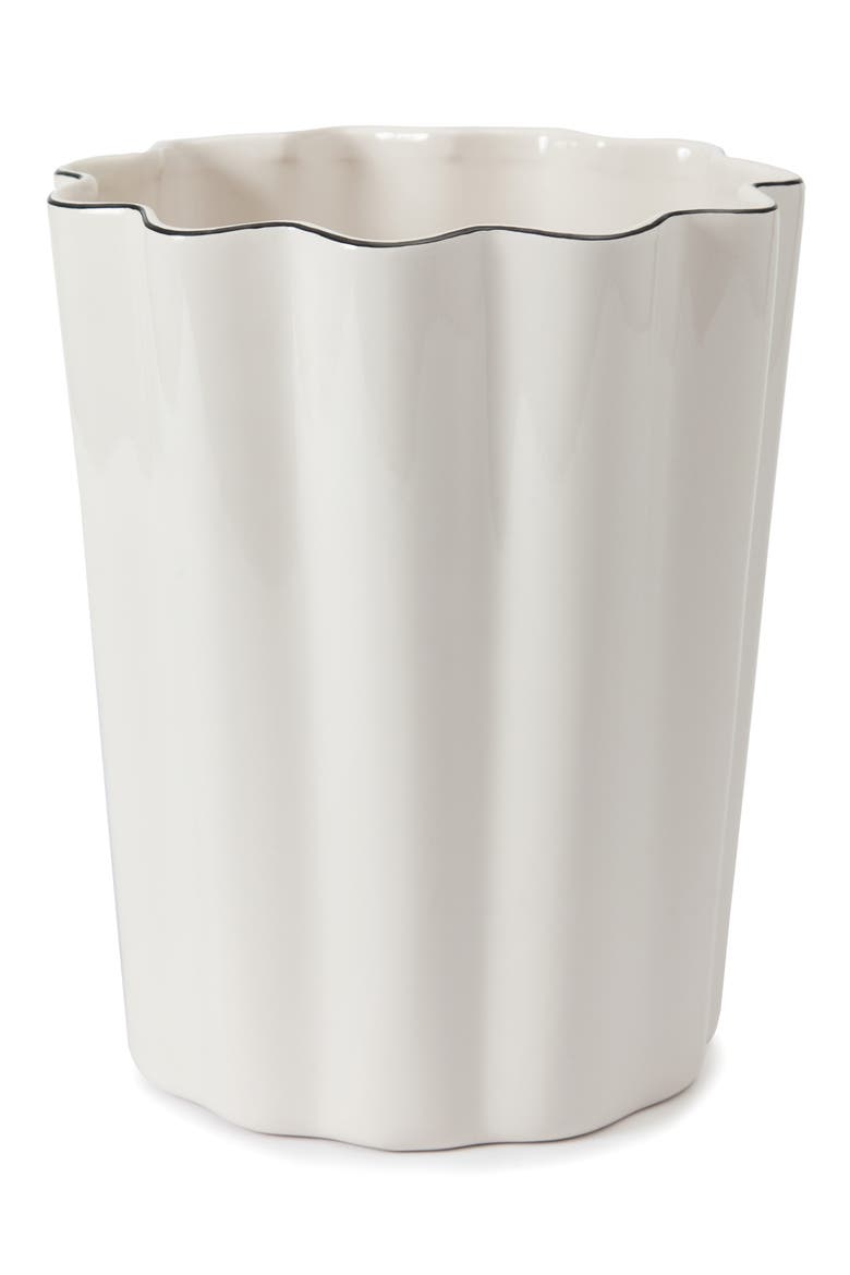 Le Marais Porcelain Wastebasket, Main, color, WHITE/ BLACK