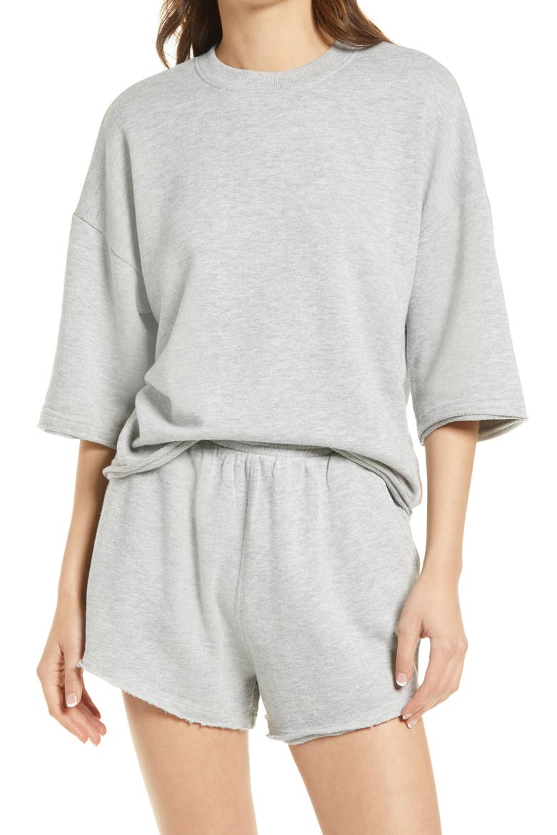 Short Sleeve Sweatshirt, Main, color, GREY HEATHER