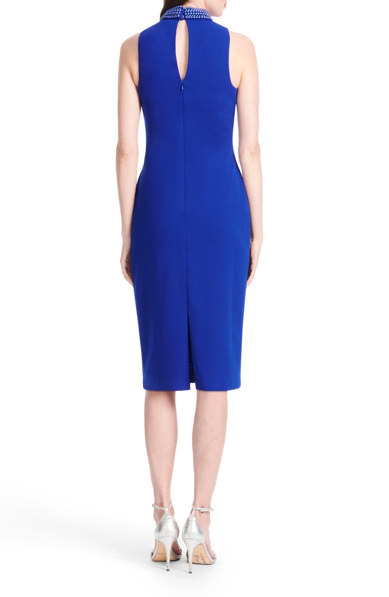 EMILY SHALANT Stretch Crepe Mock Neck Sheath Dress, Alternate, color, 