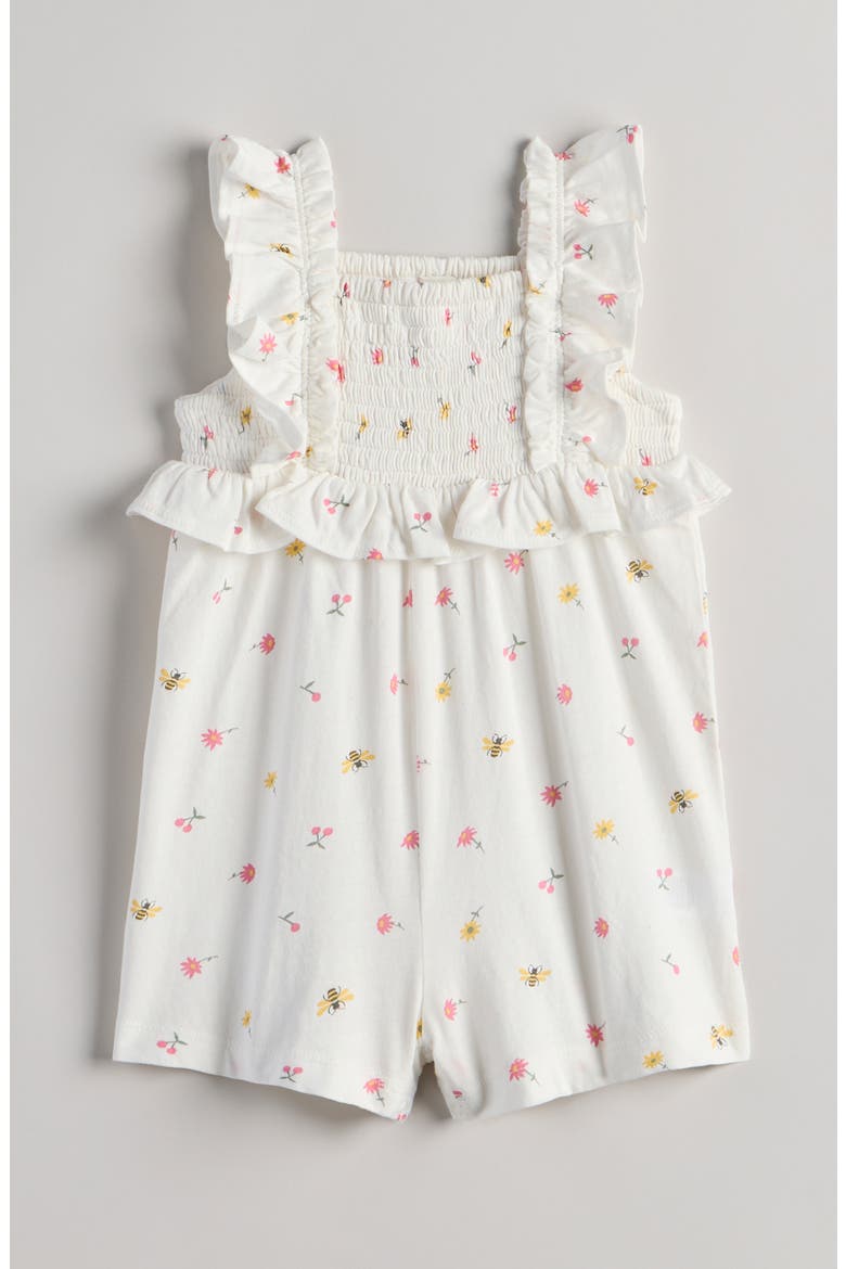 Ruffle Romper, Main, color, IVORY EGRET MICRO DITSY