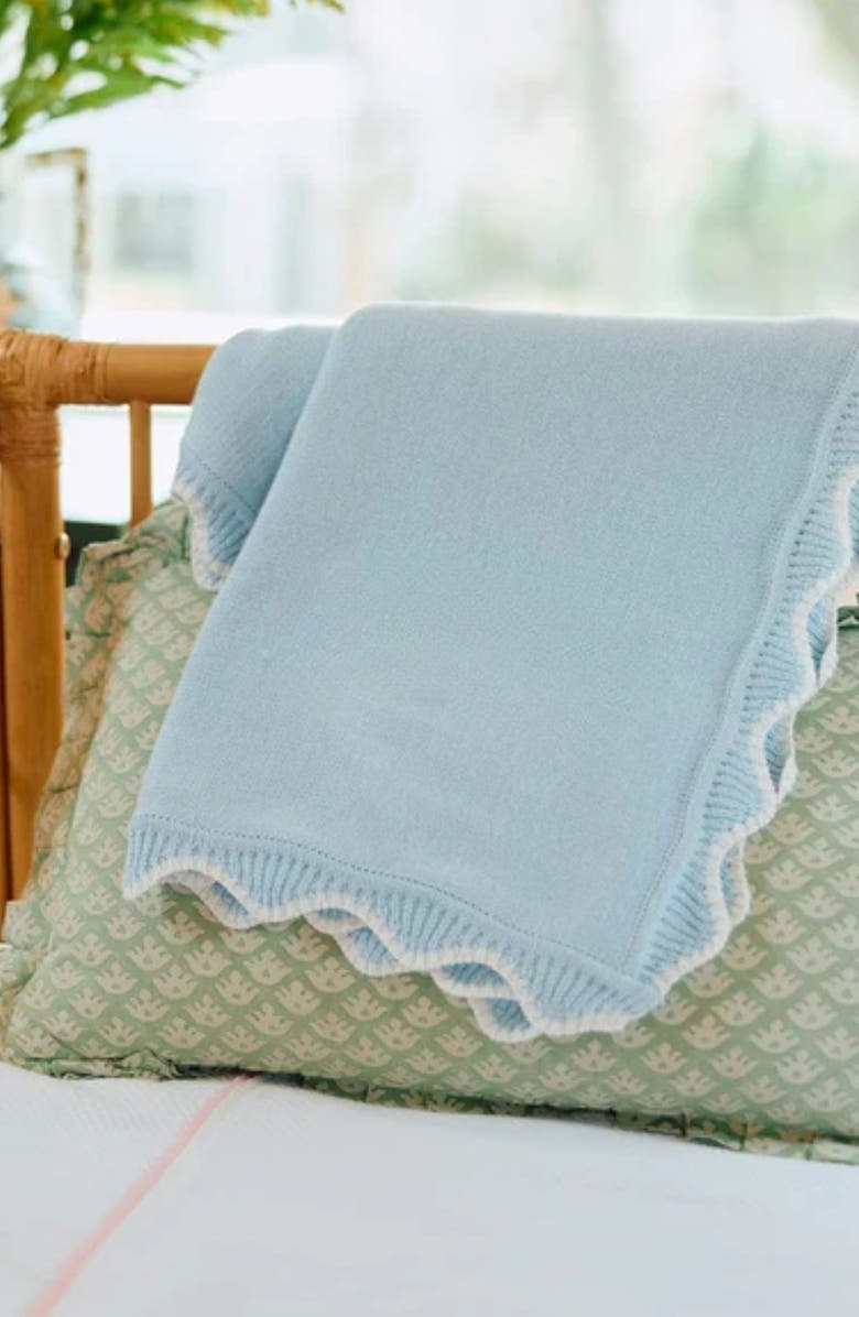 WEEZIE Scallop Trim Baby Blanket, Alternate, color, Light Blue
