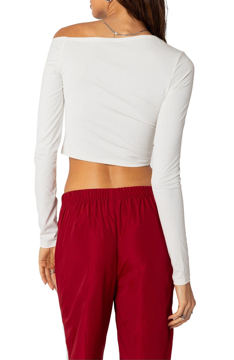 EDIKTED Winona One-Shoulder Crop Top, Alternate, color, White