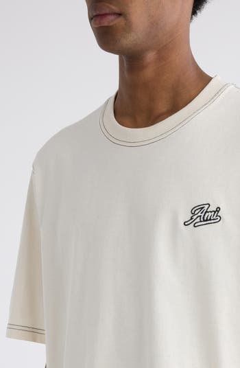 Ami Signature Logo Embroidered Cotton T-Shirt