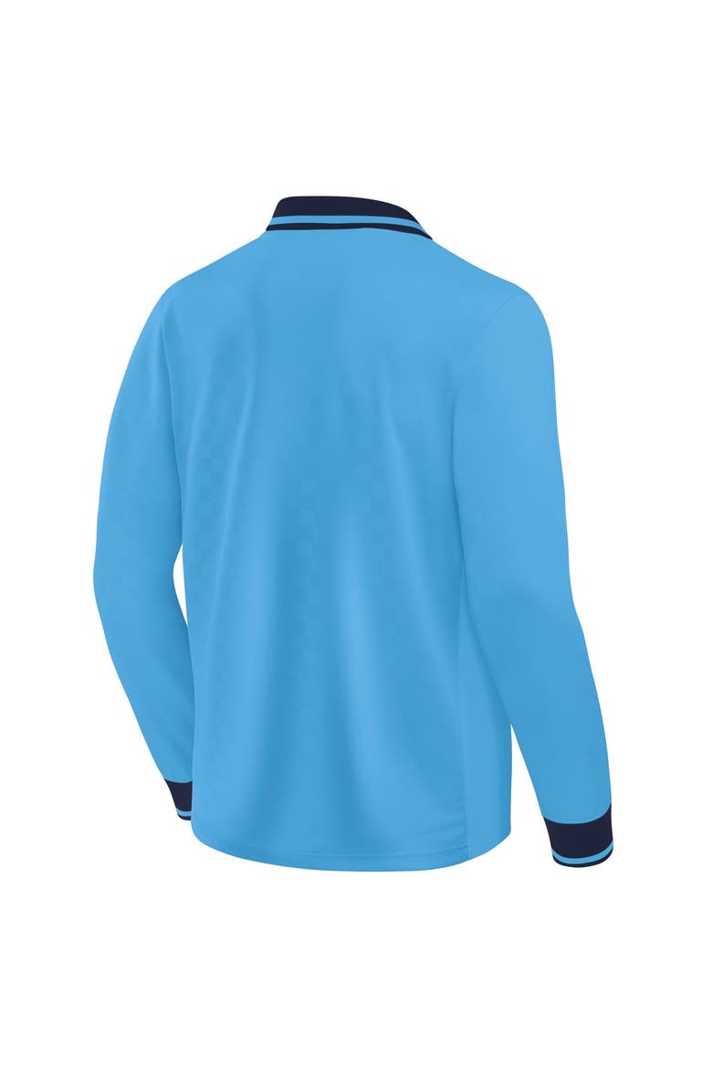 Men's Fanatics Light Blue Leeds United Oversized Long Sleeve Polo Jersey, Alternate, color, Light Blue
