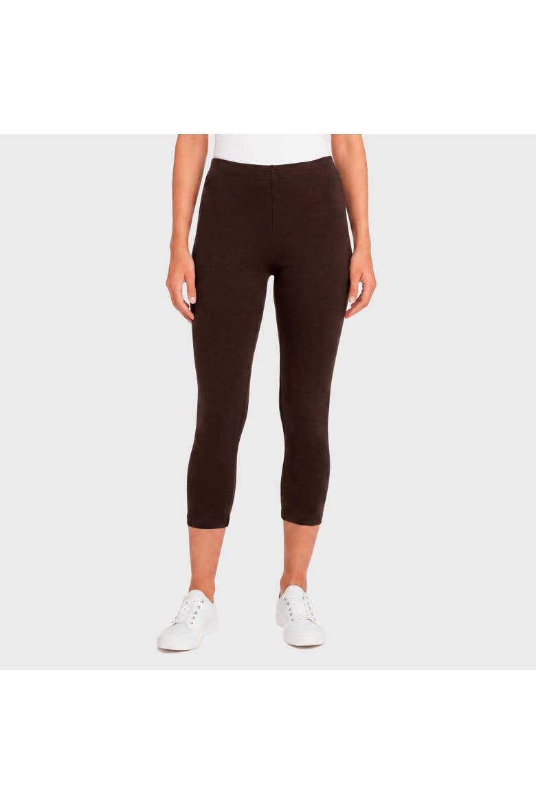 Women's Soft 100% Cotton Everyday Wear Capri Leggings, Main, color, Chocolate