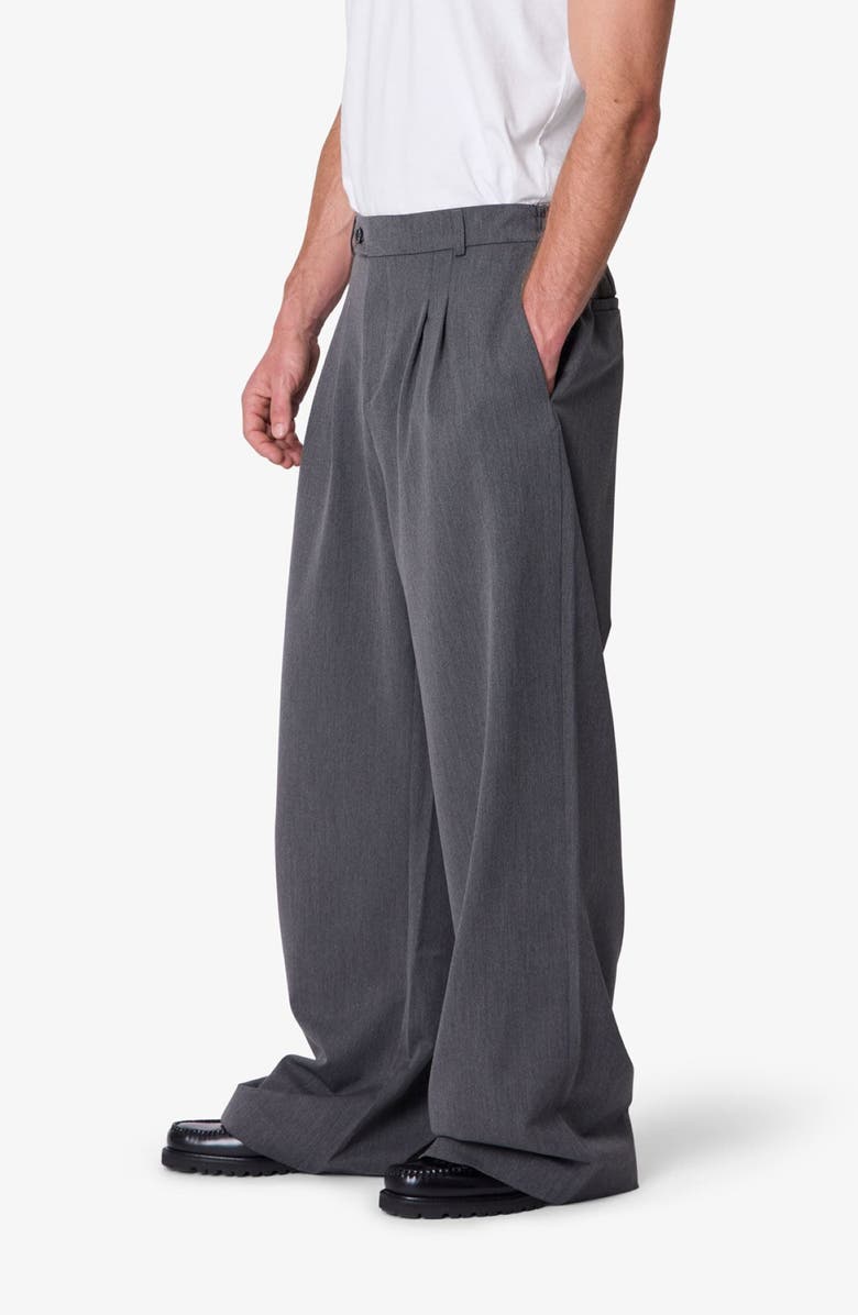 mnml Pleated Wide Leg Cotton Blend Pants, Alternate, color, Grey