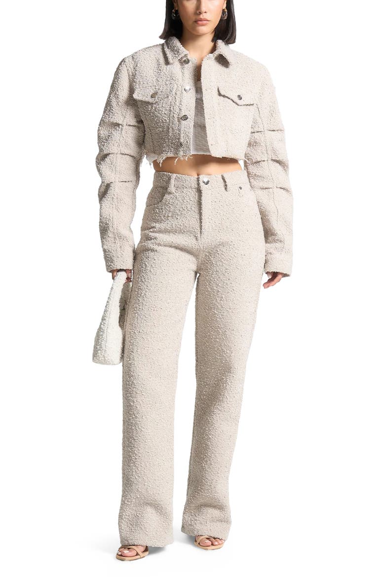 Sara Boucle Straight Leg Jeans, Alternate, color, Beige