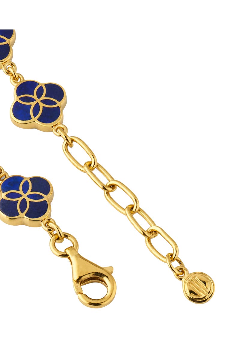 Sterling With 18K Gold Overlay And Gemstones All Over Petal Bracelet, Alternate, color, Blue