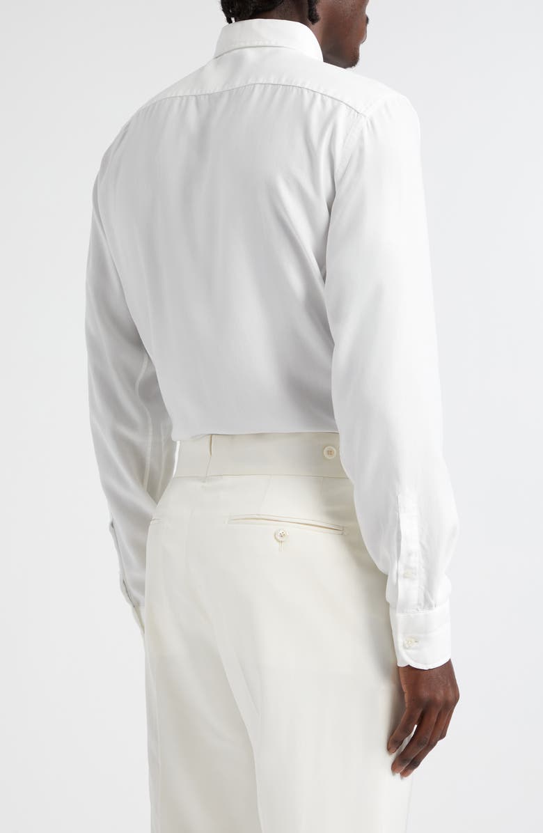 TOM FORD Slim Fit Lyocell Button-Down Shirt, Alternate, color, Chalk