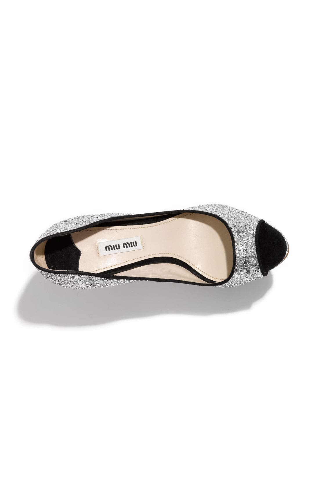 Miu Miu Glitter Open Toe Platform Pump, Alternate, color, 