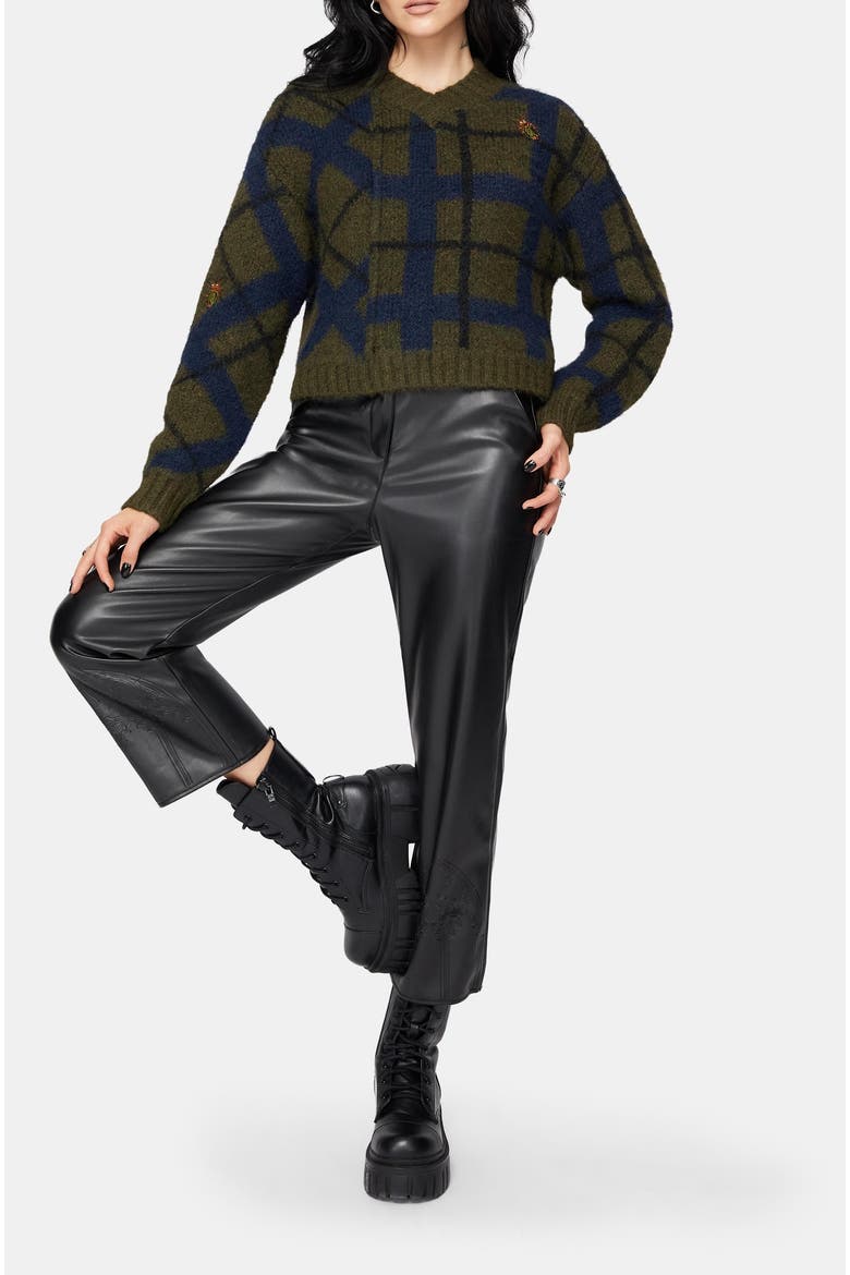 Nelly Spliced Jacquard Cropped Jumper, Alternate, color, Green