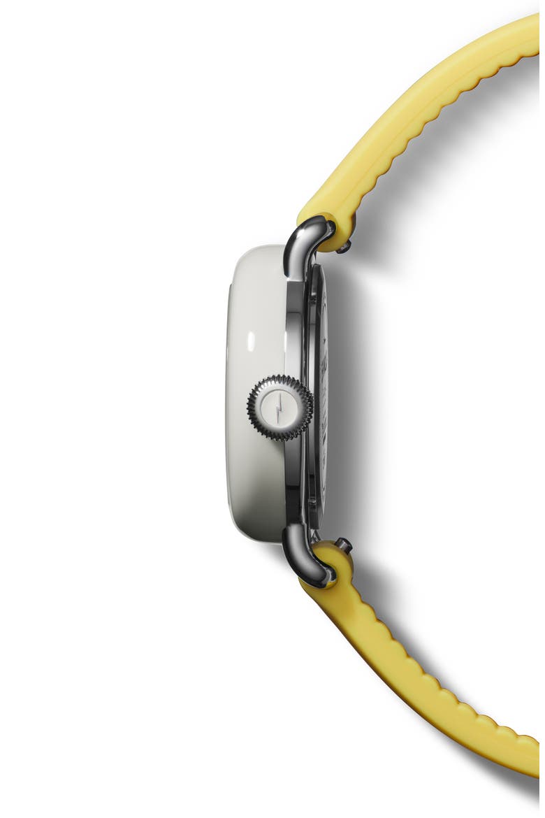 Detrola Pee Wee Silicone Strap Watch, 25mm, Alternate, color, WHITE/ YELLOW