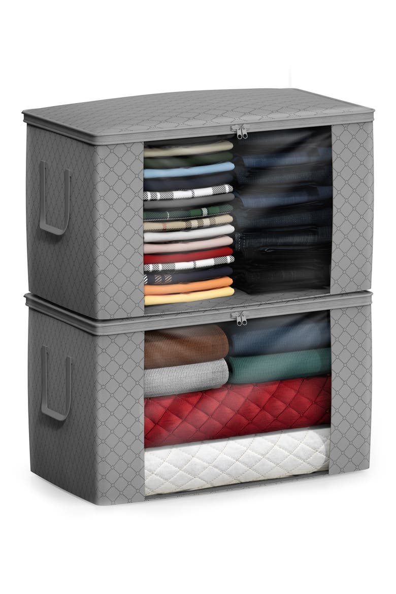 Set of 2 Foldable Storage Bins, Alternate, color, GRAY