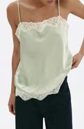 MANGO Delicat Satin Lace Trim Camisole